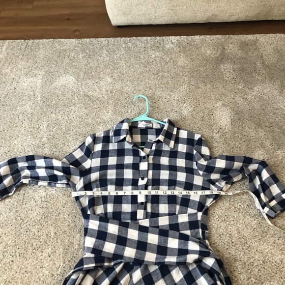 Gingham Plaid 3/4 Sleeve Dress w/ wrap belt - M - Picture 3 of 8